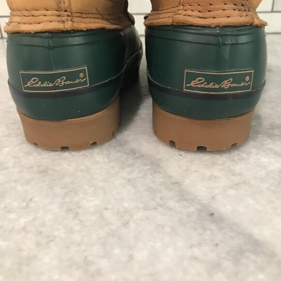 Eddie Bauer Boots Womens Size 8M Green Duck Waterproof Insulated Winter Leather - Picture 9 of 10